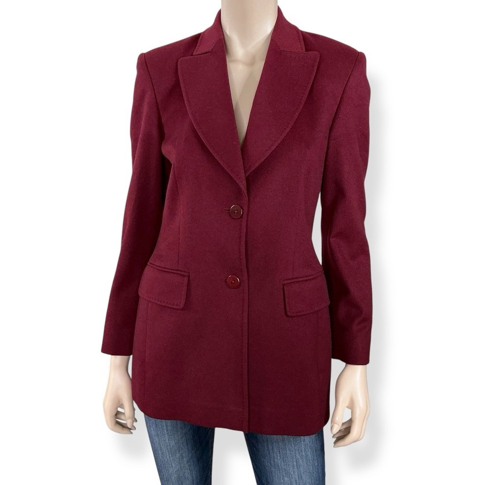 Saks Fifth Ave Cashmere Collection Blazer Jacket Coat Burgundy Germany Size 4